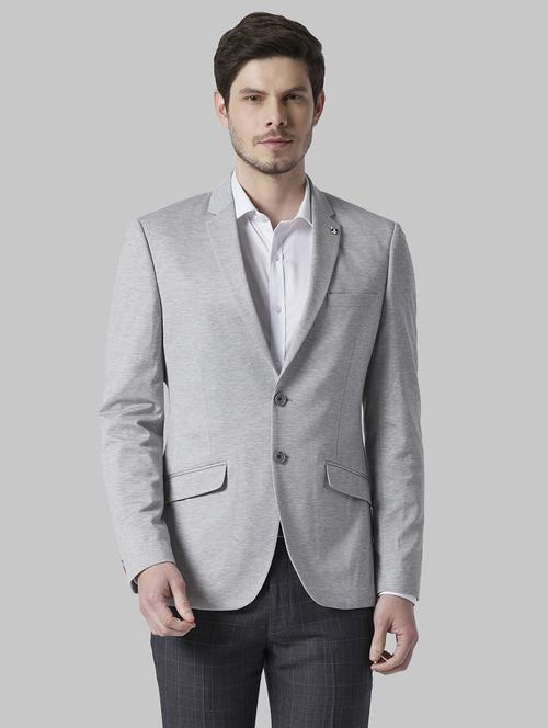 grey solid single breasted formal blazer - 17710823 - Standard Image - 1