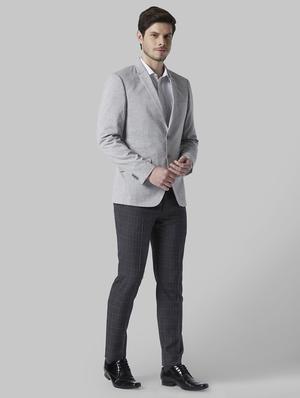 grey solid single breasted formal blazer - 17710823 - Standard Image - 4