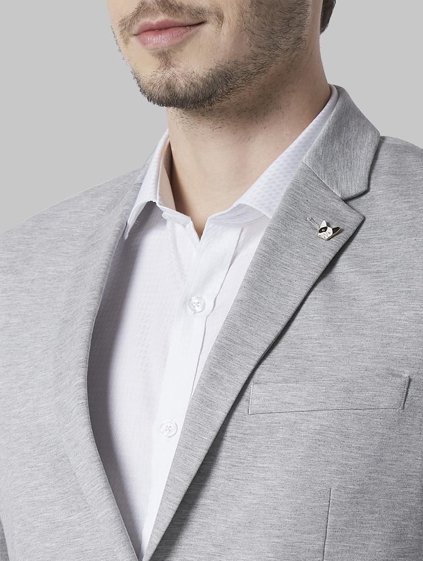 grey solid single breasted formal blazer - 17710823 - Zoom Image - 5