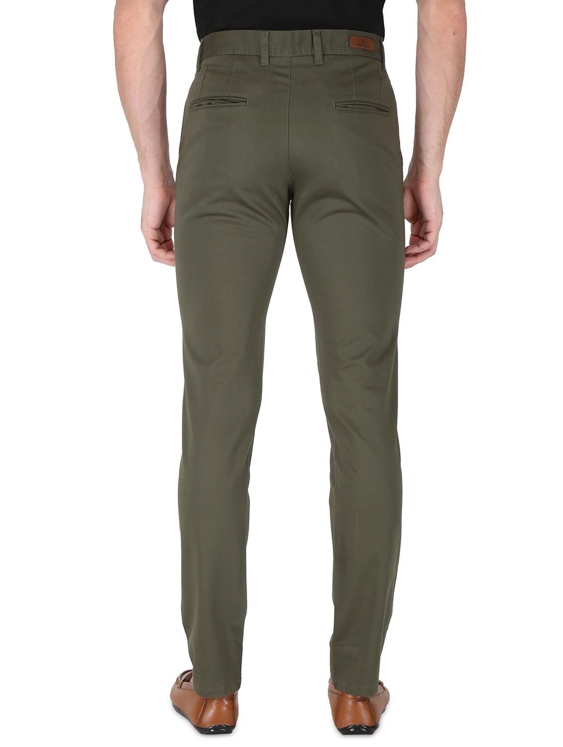 olive green solid flat front casual trouser - 17710827 - Zoom Image - 3