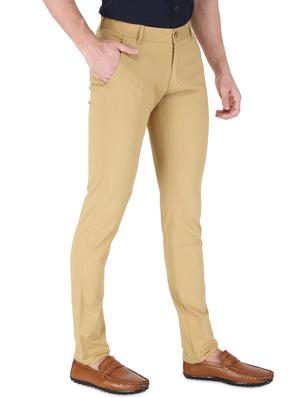 beige solid flat front casual trouser - 17710831 - Standard Image - 2