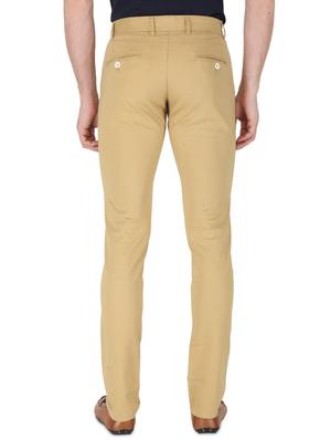beige solid flat front casual trouser - 17710831 - Standard Image - 3