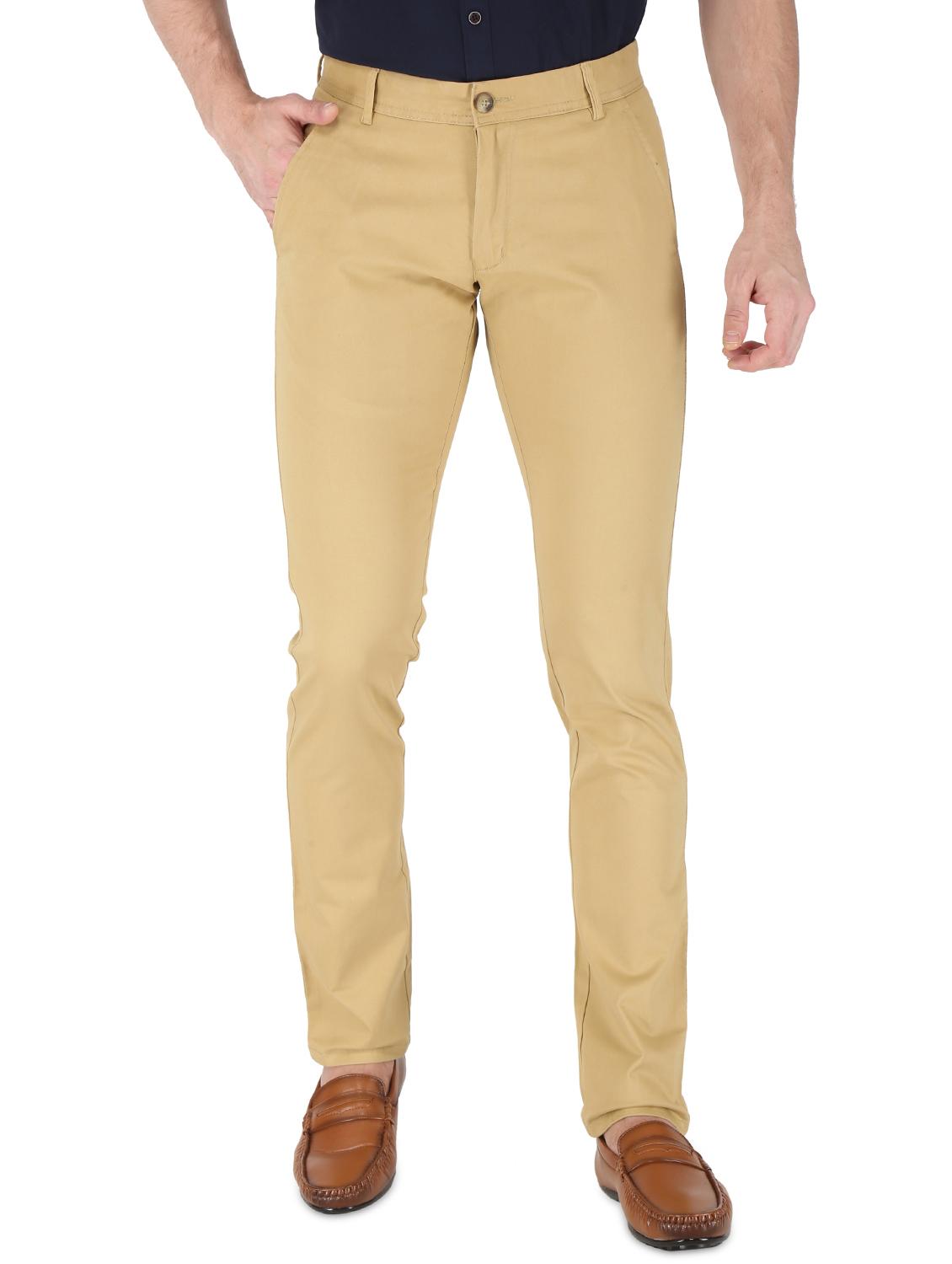 beige solid flat front casual trouser - 17710831 - Zoom Image - 1
