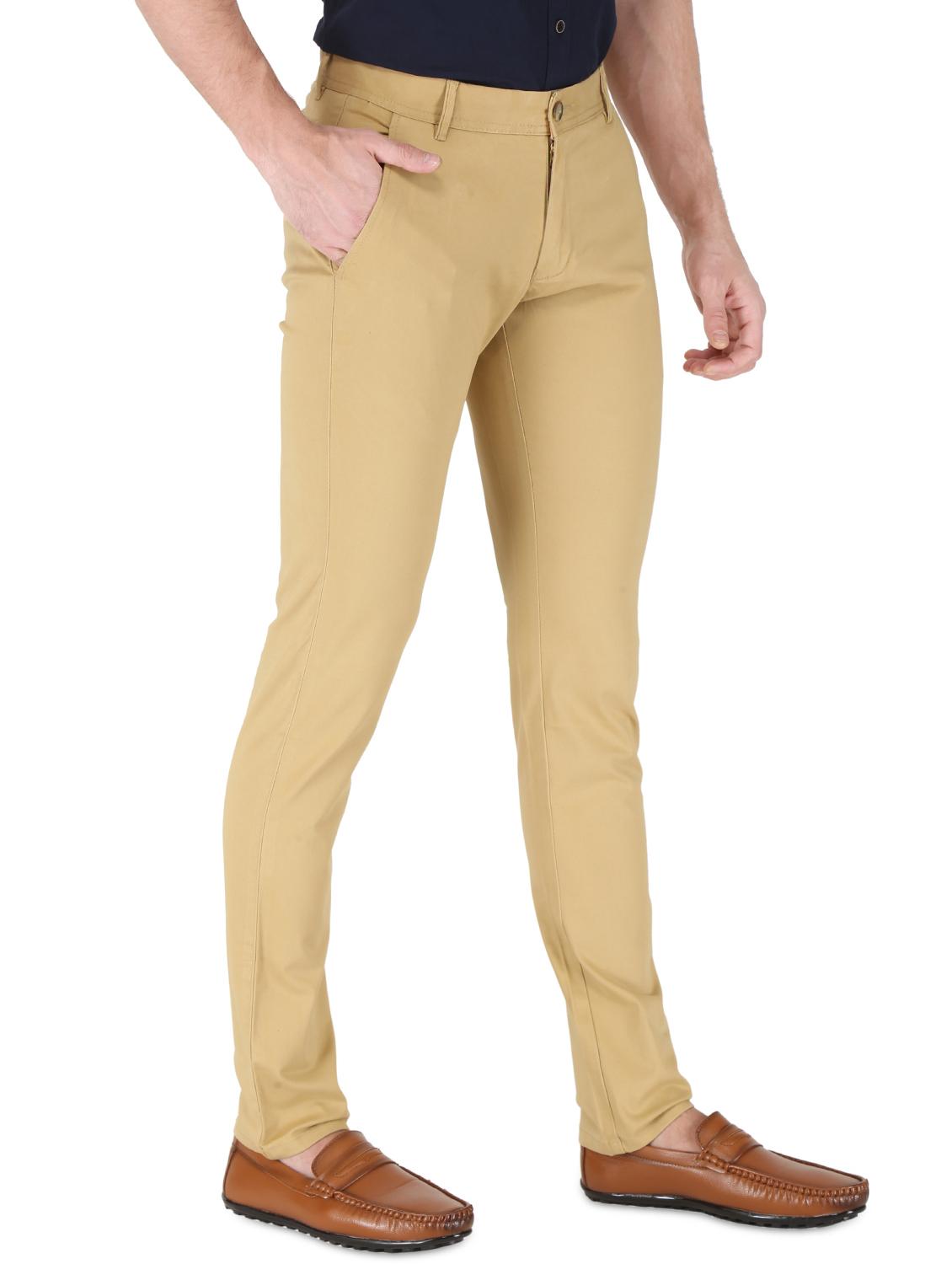 beige solid flat front casual trouser - 17710831 - Zoom Image - 2