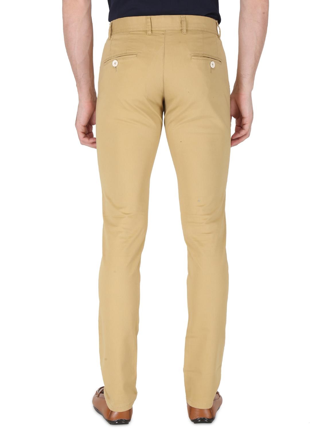 beige solid flat front casual trouser - 17710831 - Zoom Image - 3