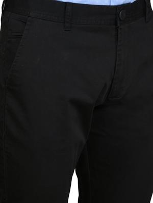 black solid flat front casual trouser - 17710832 - Standard Image - 5