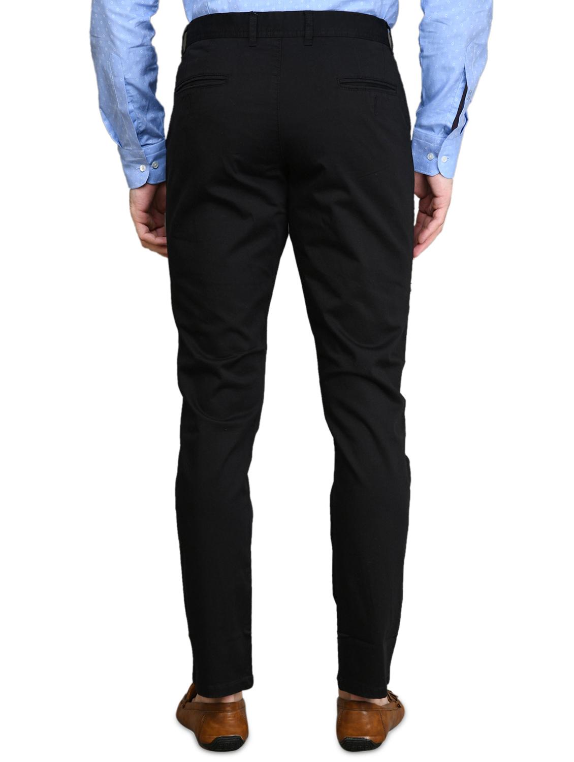 black solid flat front casual trouser - 17710832 - Zoom Image - 3