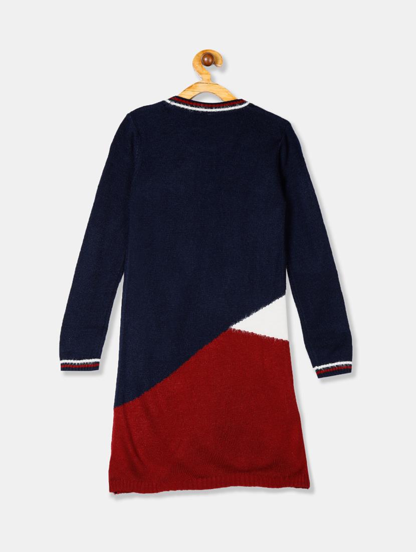 navy blue color block frock - 17711094 - Zoom Image - 2
