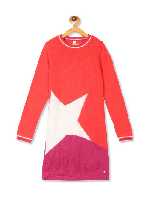 orange color block frock - 17711095 - Standard Image - 1