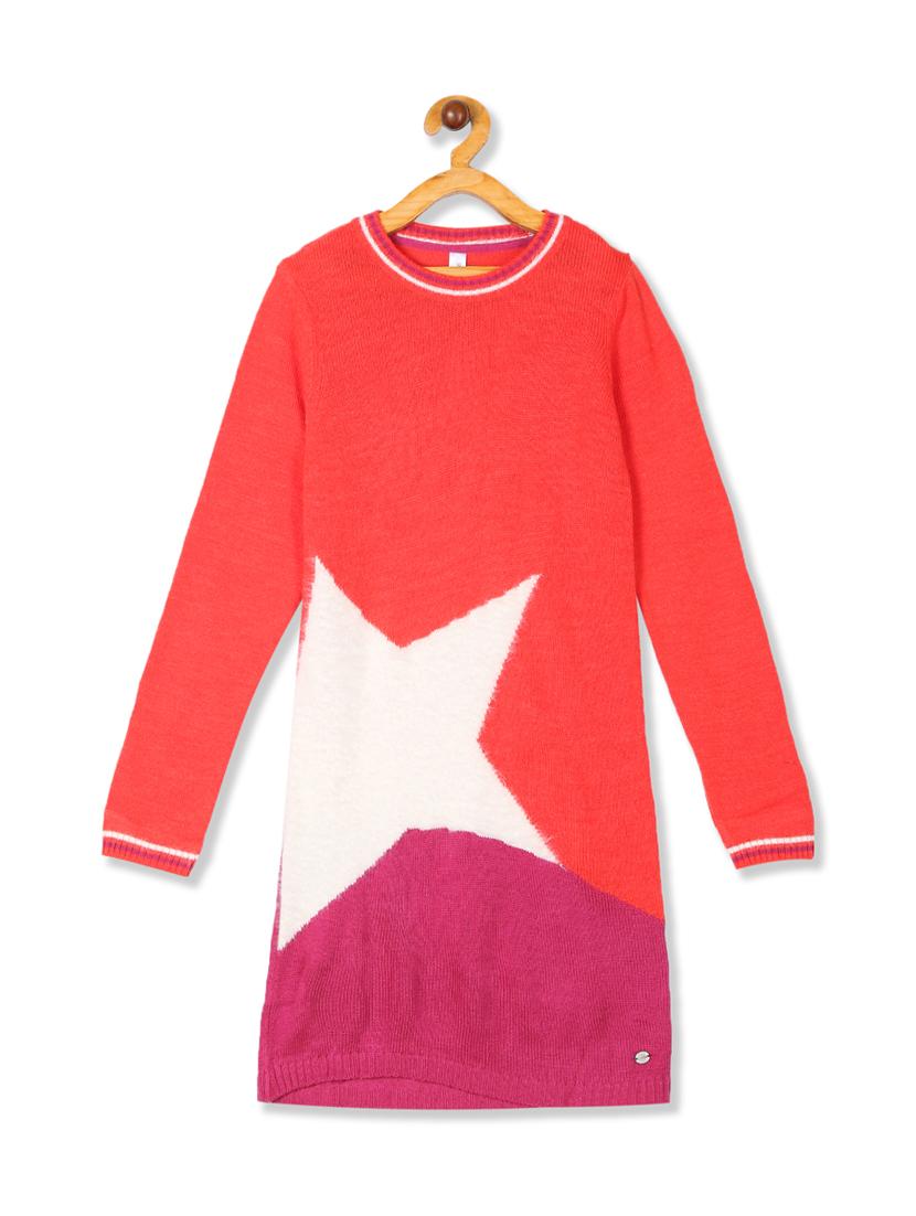 orange color block frock - 17711095 - Zoom Image - 1