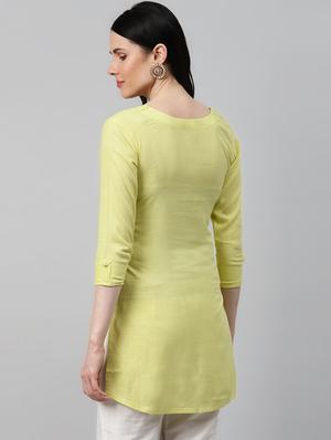 yellow rayon straight kurta - 17714712 - Standard Image - 3