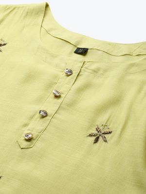 yellow rayon straight kurta - 17714712 - Standard Image - 4
