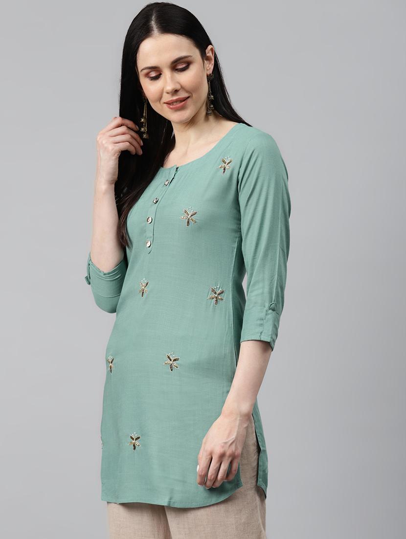 embellished straight kurti - 17714713 - Zoom Image - 2