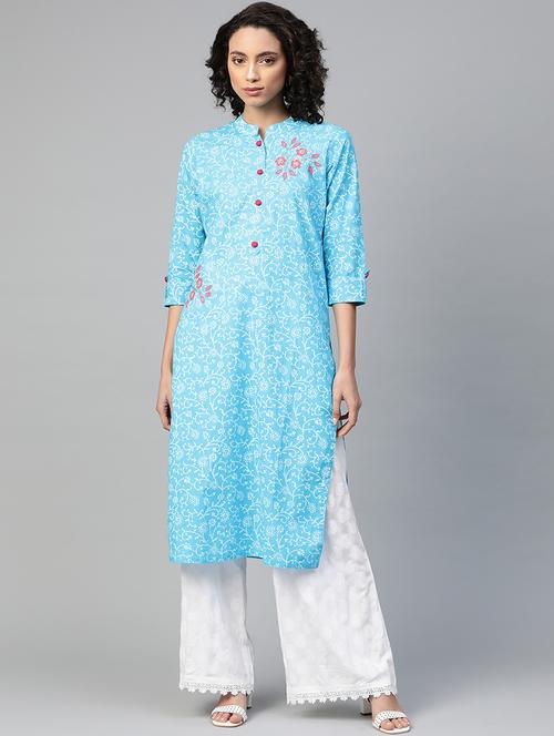 floral printed straight kurta - 17714743 - Standard Image - 1