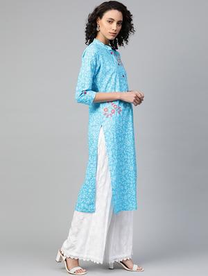 floral printed straight kurta - 17714743 - Standard Image - 2
