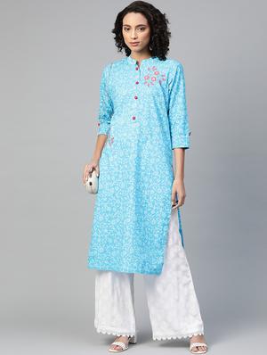 floral printed straight kurta - 17714743 - Standard Image - 4