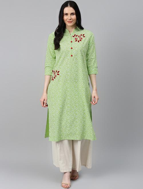 floral printed straight kurta - 17714745 - Standard Image - 1
