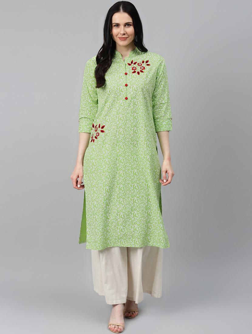 floral printed straight kurta - 17714745 - Zoom Image - 1