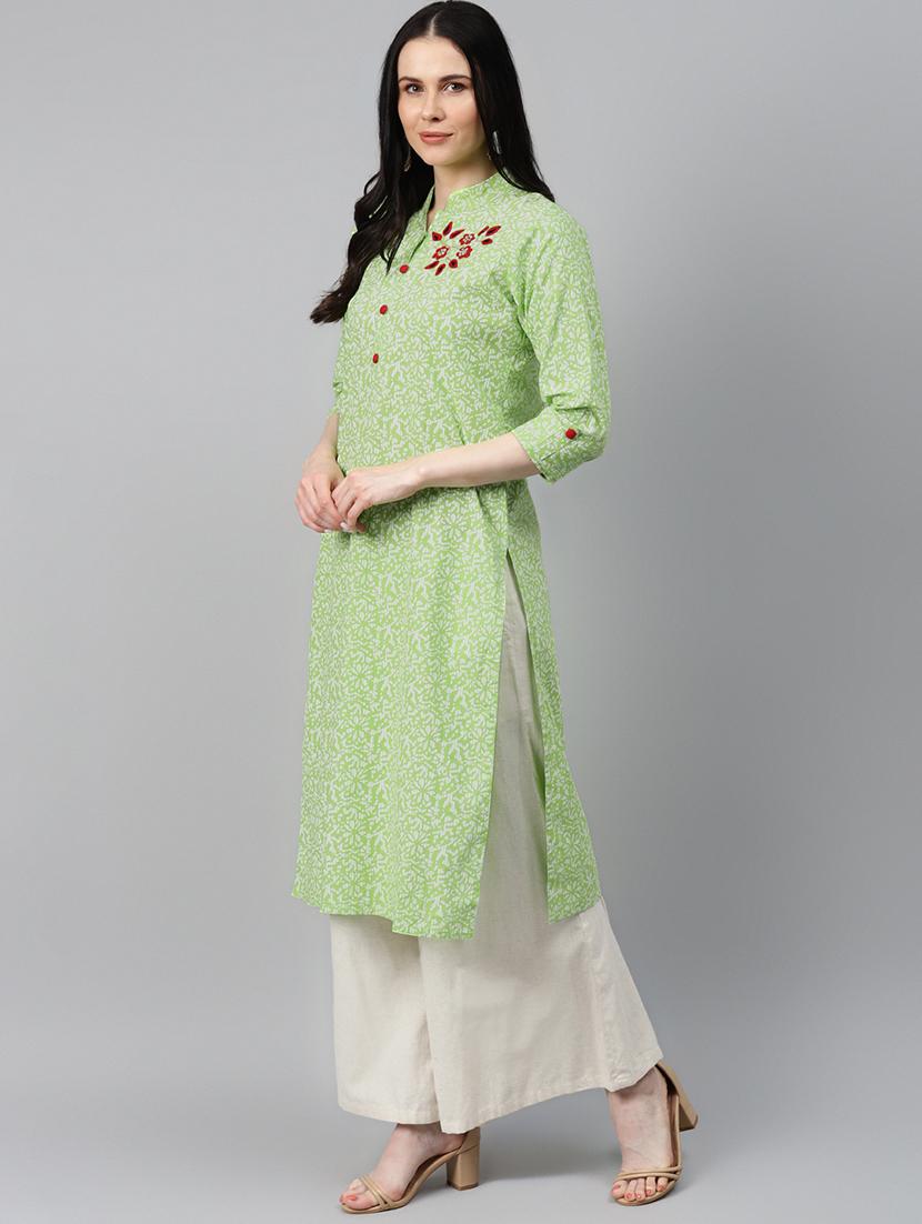 floral printed straight kurta - 17714745 - Zoom Image - 2