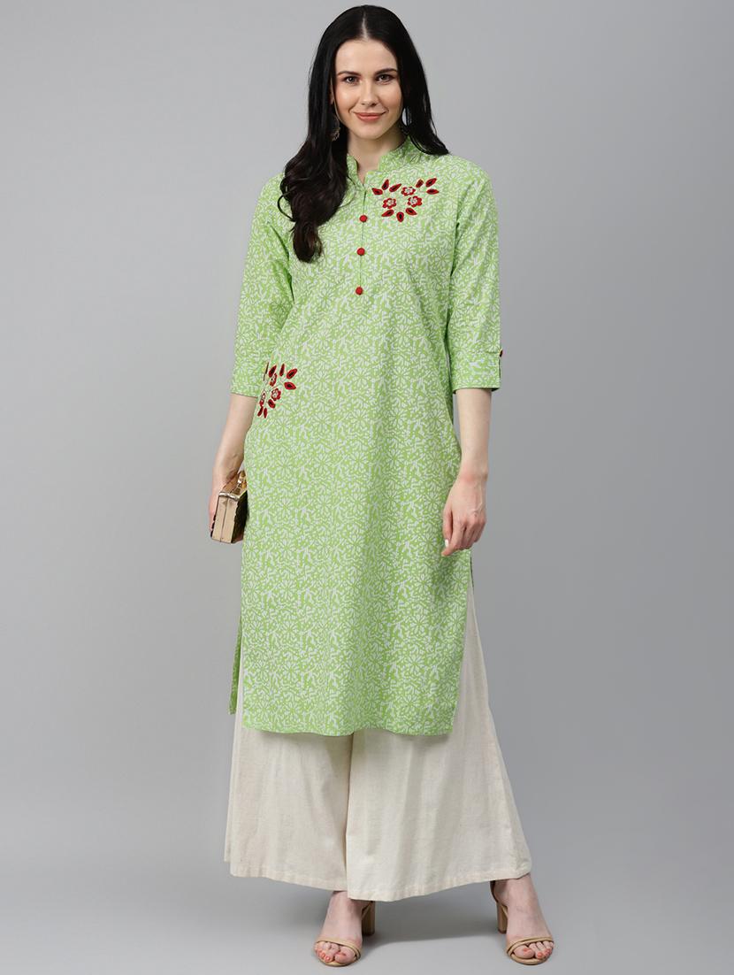 floral printed straight kurta - 17714745 - Zoom Image - 4