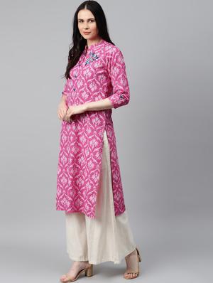floral printed straight kurta - 17714746 - Standard Image - 2