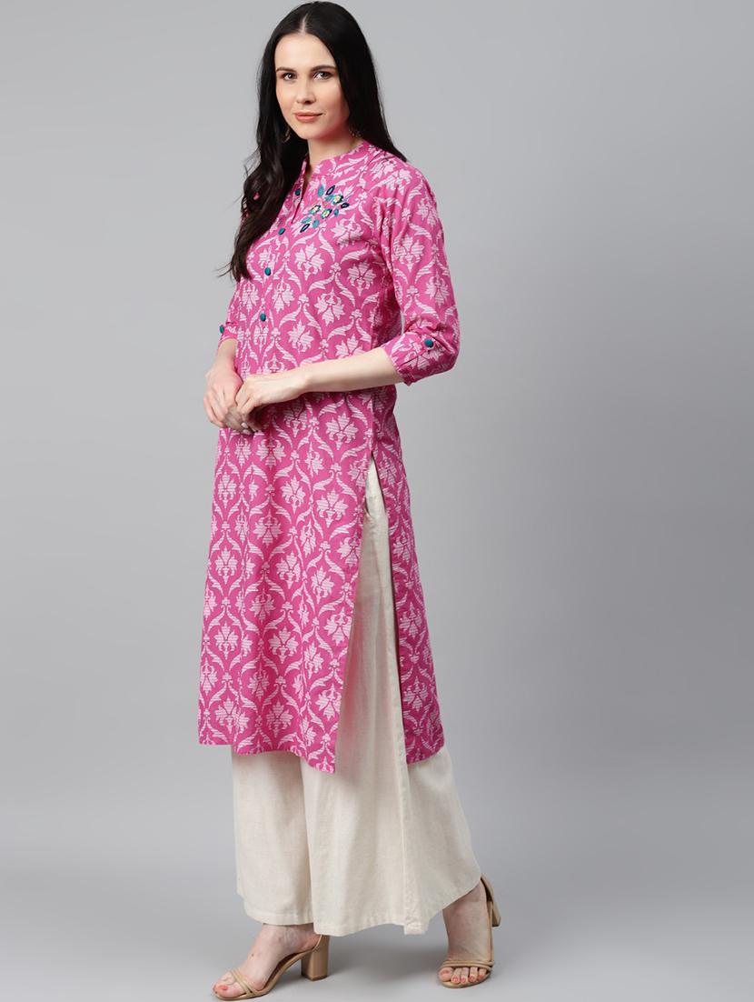 floral printed straight kurta - 17714746 - Zoom Image - 2