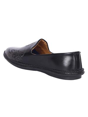 black synthetic slip on loafers - 17714761 - Standard Image - 3