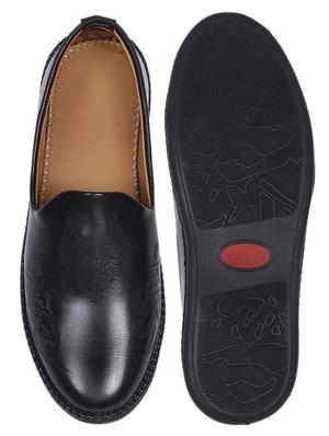 black synthetic slip on loafers - 17714761 - Standard Image - 4
