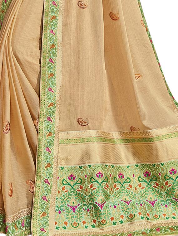 peach chiffon printed saree with blouse - 17714786 - Zoom Image - 3