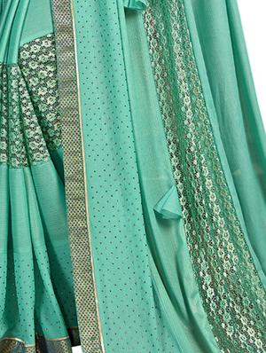 lace bordered embellished saree with blouse - 17714787 - Standard Image - 3