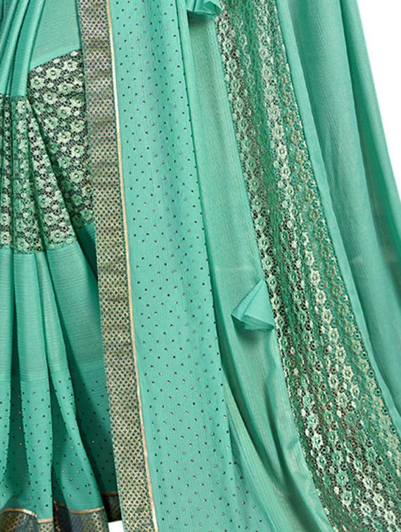 lace bordered embellished saree with blouse - 17714787 - Zoom Image - 3
