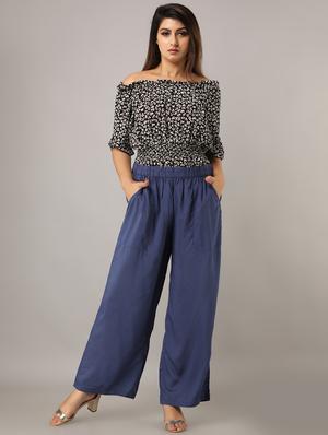 mid-rise solid straight palazzo - 17714806 - Standard Image - 4