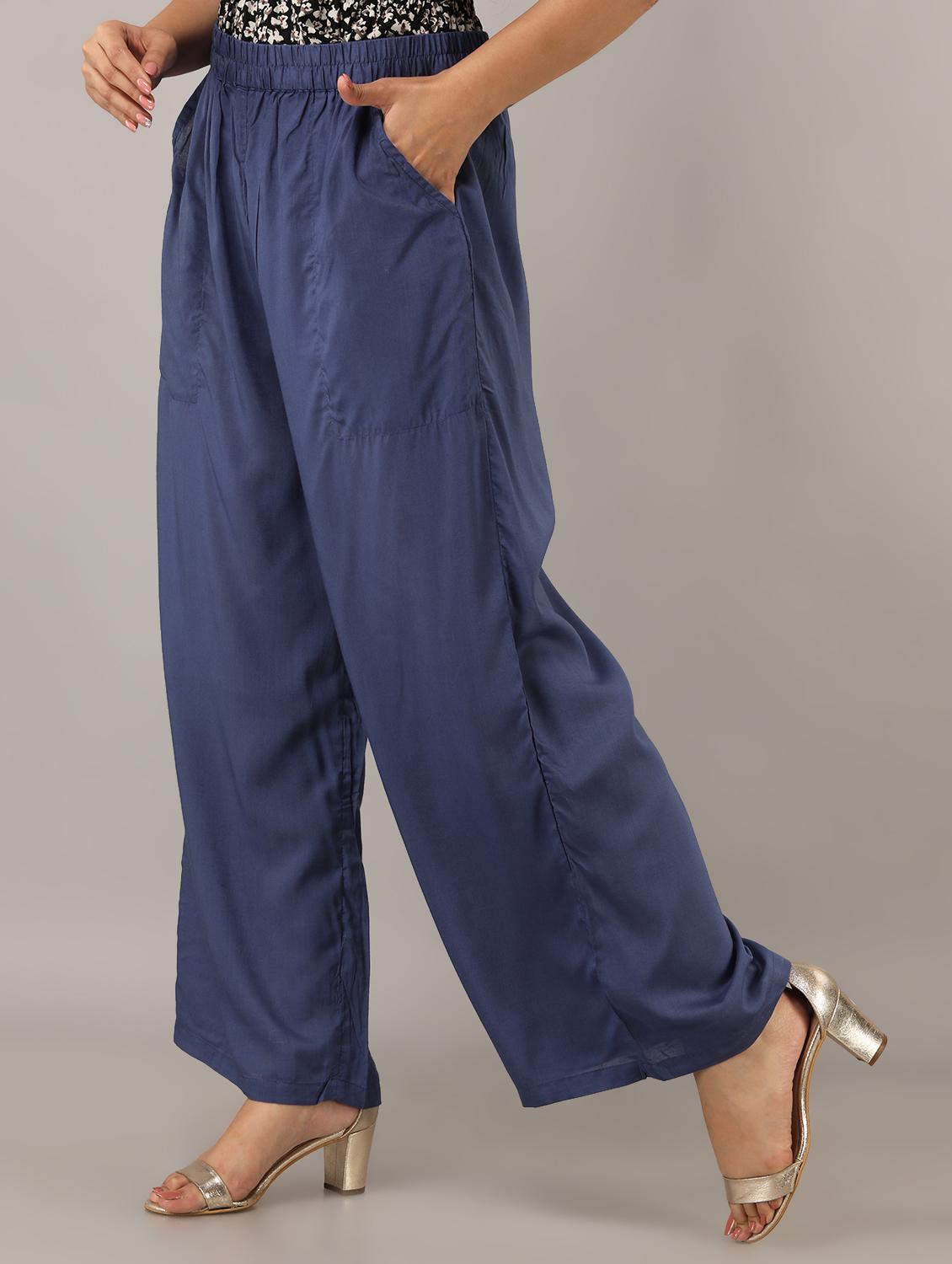 mid-rise solid straight palazzo - 17714806 - Zoom Image - 2