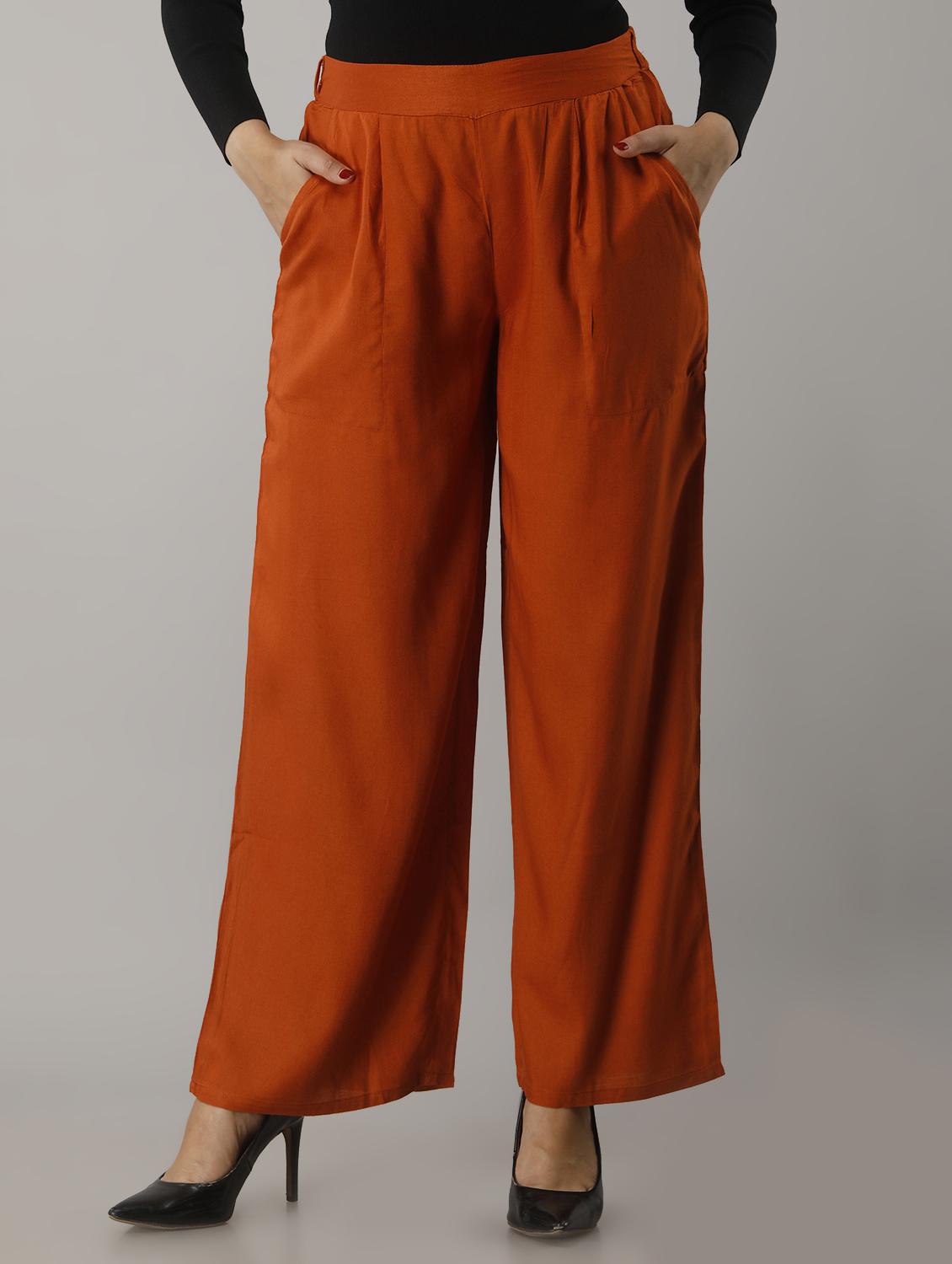 mid-rise solid straight palazzo - 17714809 - Zoom Image - 1