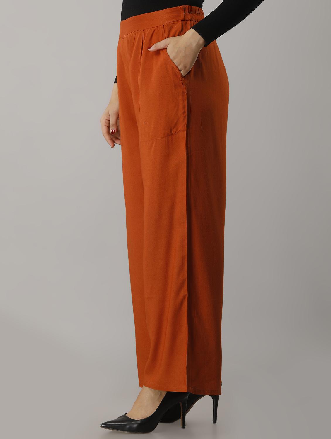 mid-rise solid straight palazzo - 17714809 - Zoom Image - 2