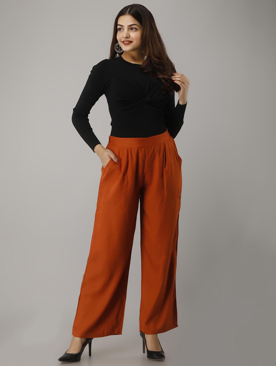 mid-rise solid straight palazzo - 17714809 - Zoom Image - 4