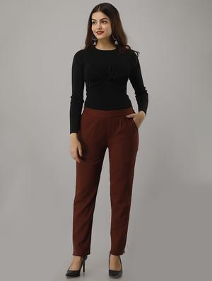 mid rise solid cigarette pant trouser - 17714814 - Standard Image - 4