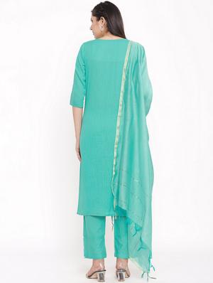 solid kurta palazzo set - 17714838 - Standard Image - 3