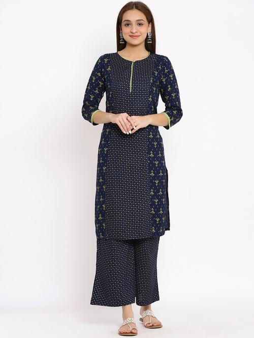 navy blue kurta palazzo set - 17714846 - Standard Image - 1