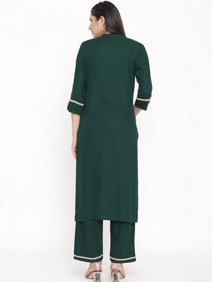 solid embroidered kurta palazzo set - 17714855 - Standard Image - 3