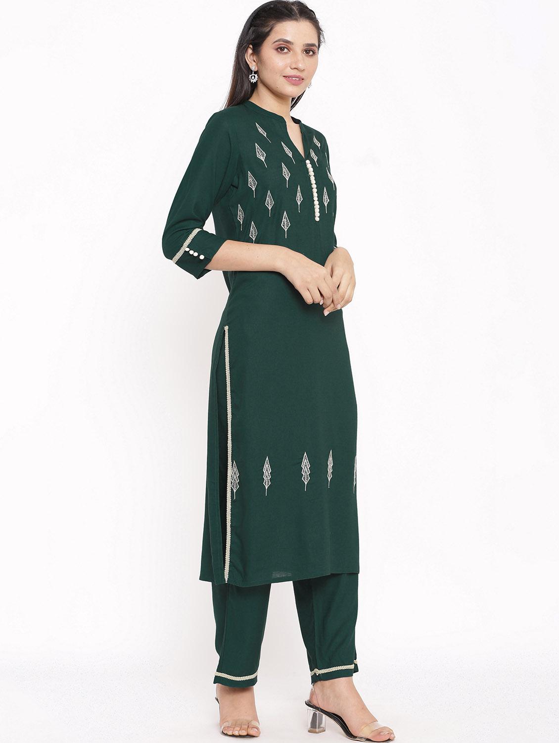 solid embroidered kurta palazzo set - 17714855 - Zoom Image - 2