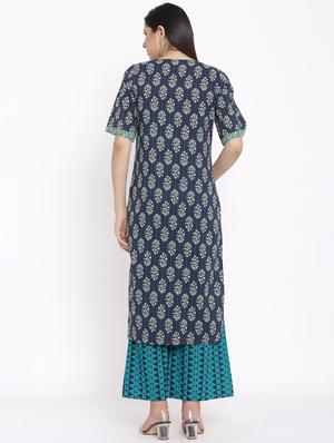batik print kurta palazzo set - 17714858 - Standard Image - 3