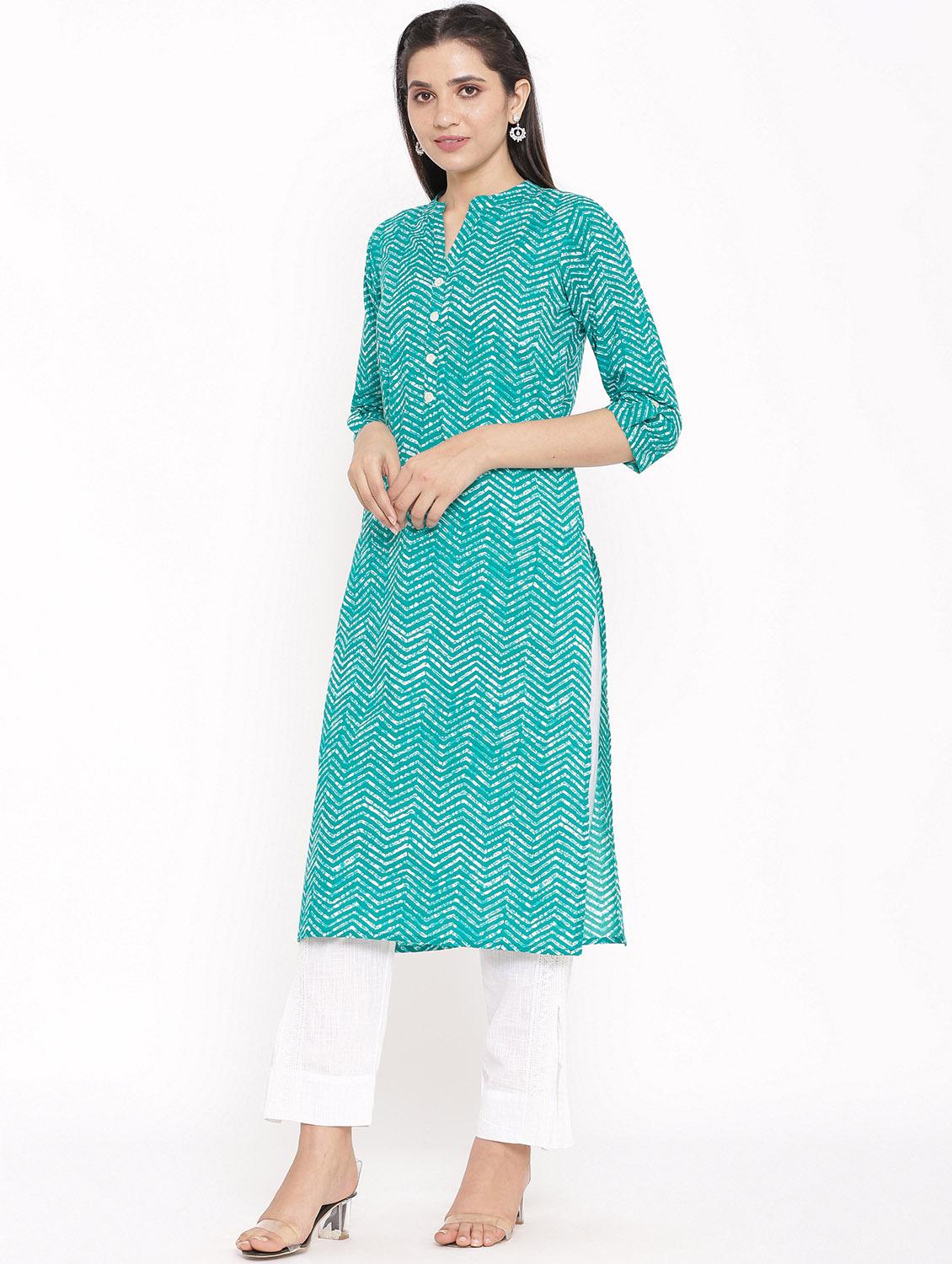 turquoise kurta pant set - 17714864 - Zoom Image - 2