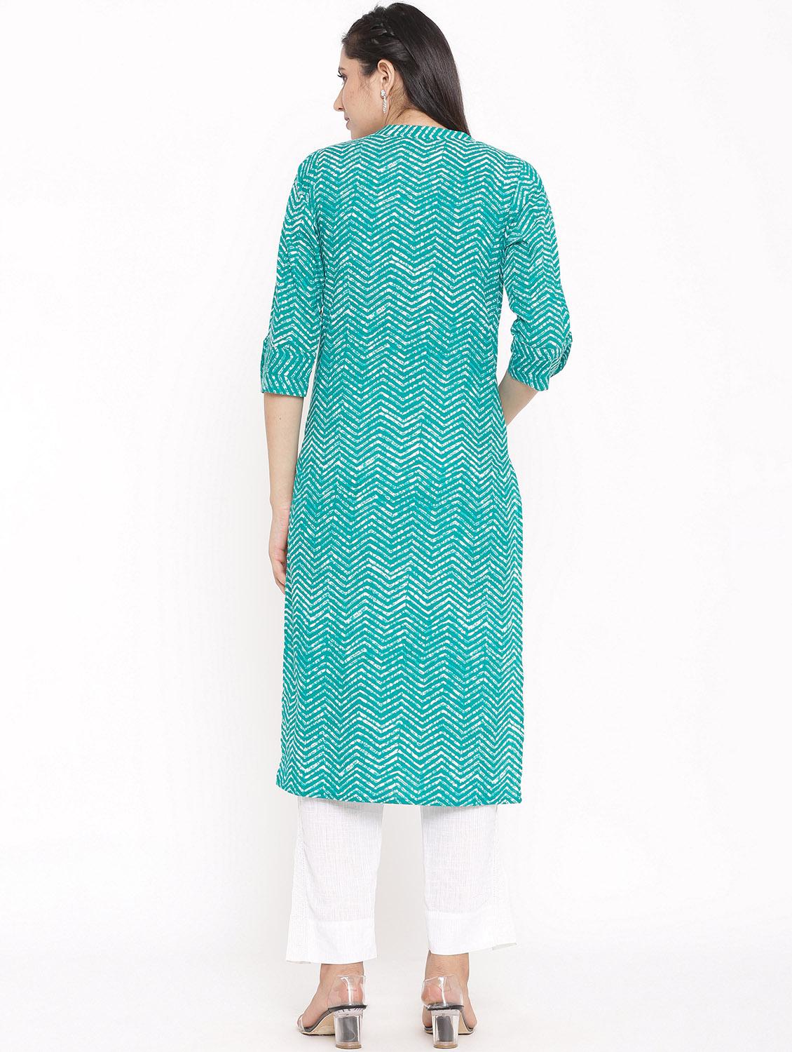 turquoise kurta pant set - 17714864 - Zoom Image - 3