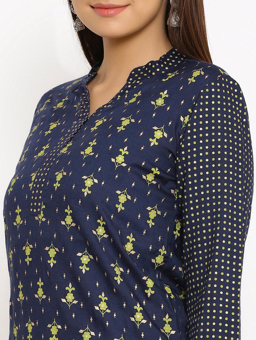 navy blue kurta skirt set - 17714873 - Zoom Image - 5