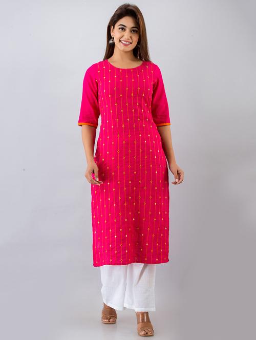 magenta kurta palazzo set - 17714880 - Standard Image - 1