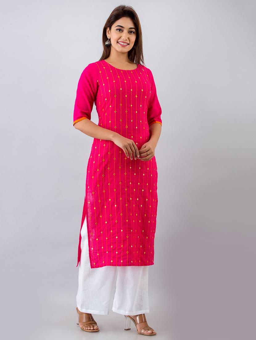 magenta kurta palazzo set - 17714880 - Zoom Image - 2