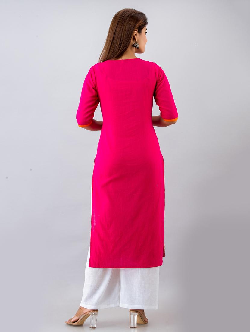 magenta kurta palazzo set - 17714880 - Zoom Image - 3
