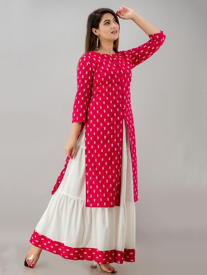 printed kurta skirt set - 17714884 - Zoom Image - 3