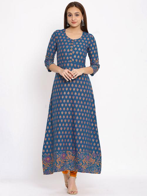 printed a-line kurta - 17714958 - Standard Image - 1